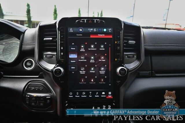 2022 Ram 1500 Rebel / GT Pkg / Night Edition / Rebel 12 Pkg / 4X4 / Crew Cab / Heated Seats & Steering / NAV / Sunroof / Auto Start / Harman Kardon / Adaptive Cruise / Blind Spot & Lane Alert / Tonneau Cover / Tow Pkg / 1-Owner Anchorage AK