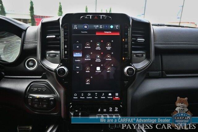 2022 Ram 1500 Rebel / GT Pkg / Night Edition / Rebel 12 Pkg / 4X4 / Crew Cab / Heated Seats & Steering / NAV / Sunroof / Auto Start / Harman Kardon / Adaptive Cruise / Blind Spot & Lane Alert / Tonneau Cover / Tow Pkg / 1-Owner Anchorage AK