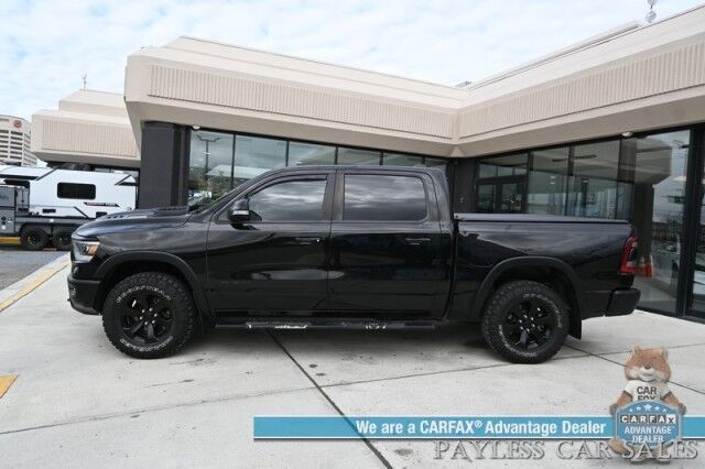 2022 Ram 1500 Rebel / GT Pkg / Night Edition / Rebel 12 Pkg / 4X4 / Crew Cab / Heated Seats & Steering / NAV / Sunroof / Auto Start / Harman Kardon / Adaptive Cruise / Blind Spot & Lane Alert / Tonneau Cover / Tow Pkg / 1-Owner Anchorage AK