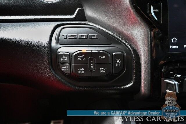 2022 Ram 1500 Rebel / GT Pkg / Night Edition / Rebel 12 Pkg / 4X4 / Crew Cab / Heated Seats & Steering / NAV / Sunroof / Auto Start / Harman Kardon / Adaptive Cruise / Blind Spot & Lane Alert / Tonneau Cover / Tow Pkg / 1-Owner Anchorage AK