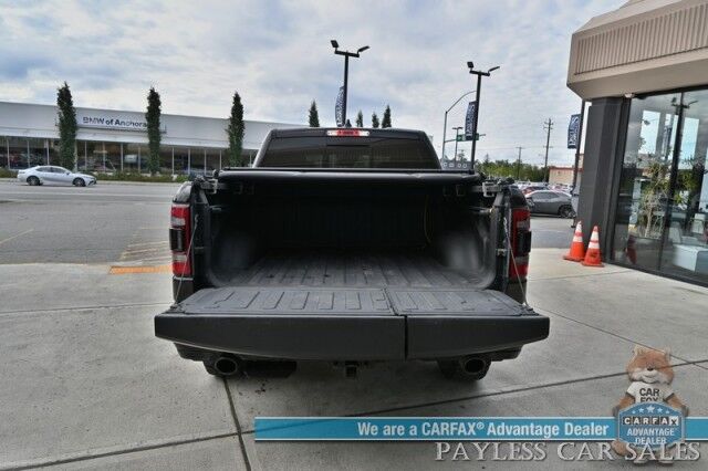2022 Ram 1500 Rebel / GT Pkg / Night Edition / Rebel 12 Pkg / 4X4 / Crew Cab / Heated Seats & Steering / NAV / Sunroof / Auto Start / Harman Kardon / Adaptive Cruise / Blind Spot & Lane Alert / Tonneau Cover / Tow Pkg / 1-Owner Anchorage AK