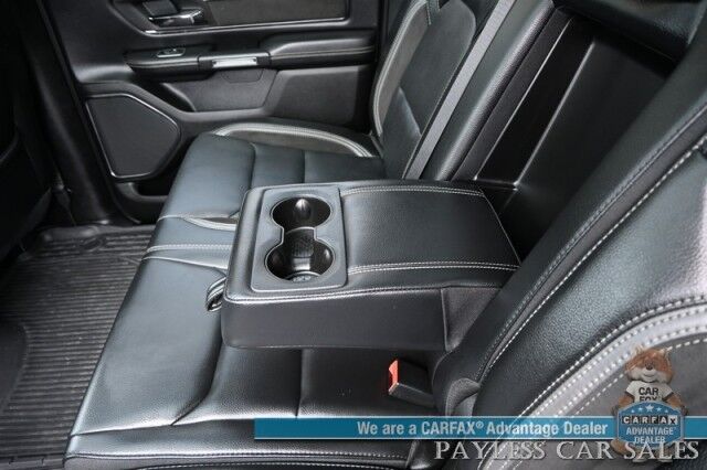 2022 Ram 1500 Rebel / GT Pkg / Night Edition / Rebel 12 Pkg / 4X4 / Crew Cab / Heated Seats & Steering / NAV / Sunroof / Auto Start / Harman Kardon / Adaptive Cruise / Blind Spot & Lane Alert / Tonneau Cover / Tow Pkg / 1-Owner Anchorage AK