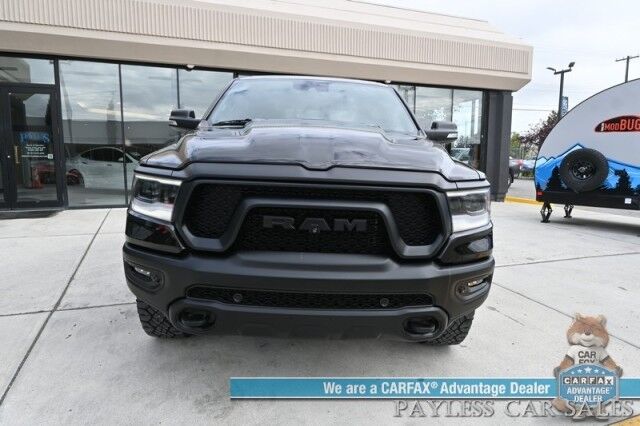 2022 Ram 1500 Rebel / GT Pkg / Night Edition / Rebel 12 Pkg / 4X4 / Crew Cab / Heated Seats & Steering / NAV / Sunroof / Auto Start / Harman Kardon / Adaptive Cruise / Blind Spot & Lane Alert / Tonneau Cover / Tow Pkg / 1-Owner Anchorage AK
