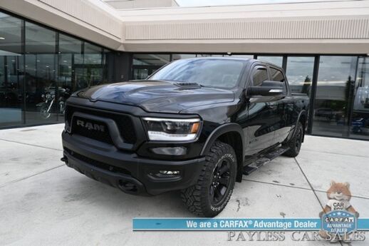2022 Ram 1500 Rebel / GT Pkg / Night Edition / Rebel 12 Pkg / 4X4 / Crew Cab / Heated Seats & Steering / NAV / Sunroof / Auto Start / Harman Kardon / Adaptive Cruise / Blind Spot & Lane Alert / Tonneau Cover / Tow Pkg / 1-Owner Anchorage AK