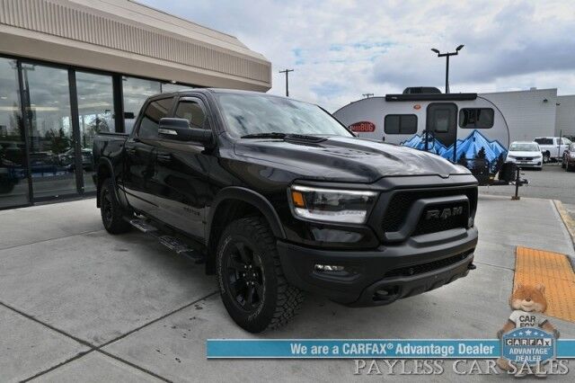 2022 Ram 1500 Rebel / GT Pkg / Night Edition / Rebel 12 Pkg / 4X4 / Crew Cab / Heated Seats & Steering / NAV / Sunroof / Auto Start / Harman Kardon / Adaptive Cruise / Blind Spot & Lane Alert / Tonneau Cover / Tow Pkg / 1-Owner Anchorage AK