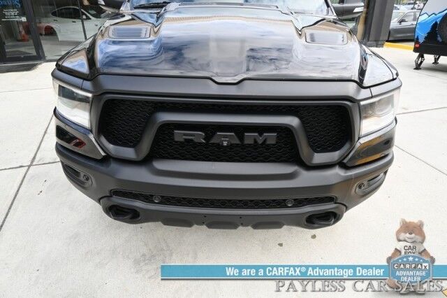 2022 Ram 1500 Rebel / GT Pkg / Night Edition / Rebel 12 Pkg / 4X4 / Crew Cab / Heated Seats & Steering / NAV / Sunroof / Auto Start / Harman Kardon / Adaptive Cruise / Blind Spot & Lane Alert / Tonneau Cover / Tow Pkg / 1-Owner Anchorage AK