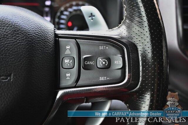 2022 Ram 1500 Rebel / GT Pkg / Night Edition / Rebel 12 Pkg / 4X4 / Crew Cab / Heated Seats & Steering / NAV / Sunroof / Auto Start / Harman Kardon / Adaptive Cruise / Blind Spot & Lane Alert / Tonneau Cover / Tow Pkg / 1-Owner Anchorage AK