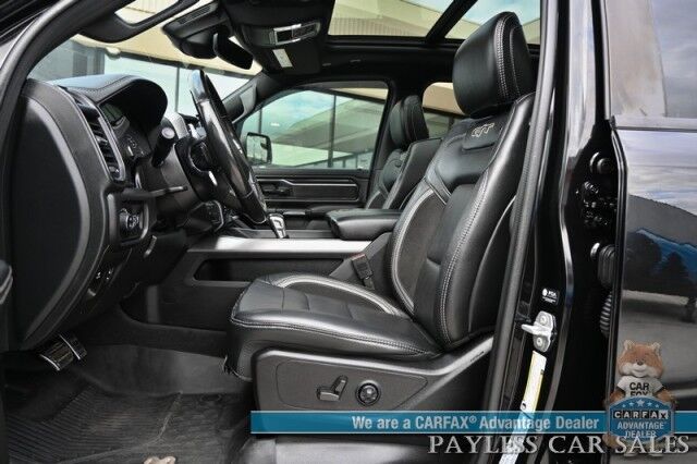 2022 Ram 1500 Rebel / GT Pkg / Night Edition / Rebel 12 Pkg / 4X4 / Crew Cab / Heated Seats & Steering / NAV / Sunroof / Auto Start / Harman Kardon / Adaptive Cruise / Blind Spot & Lane Alert / Tonneau Cover / Tow Pkg / 1-Owner Anchorage AK