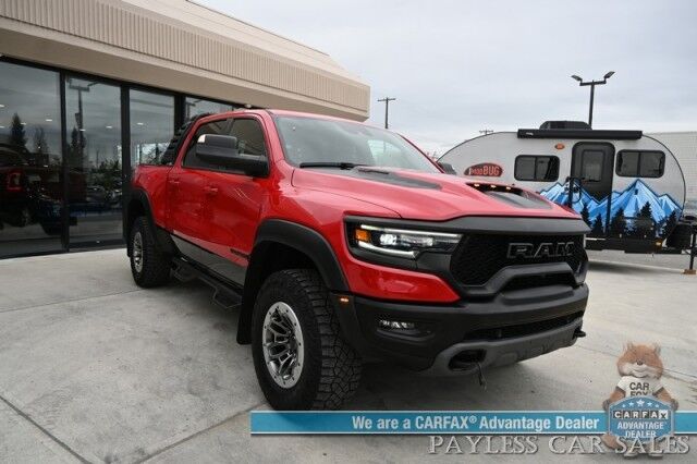 2022 Ram 1500 TRX / 4X4 / AutoStart / Level 2 / Carbon Fiber Pkg / Heated & Cooled Leather Seats / Heated Steering Wheel / Panoramic Sunroof / NAV / HUD / Harman Kardon / Blind Spot Alert / Block Heater / Bed Liner / Tow Pkg Anchorage AK