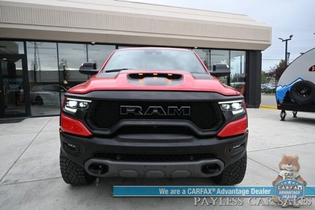 2022 Ram 1500 TRX / 4X4 / AutoStart / Level 2 / Carbon Fiber Pkg / Heated & Cooled Leather Seats / Heated Steering Wheel / Panoramic Sunroof / NAV / HUD / Harman Kardon / Blind Spot Alert / Block Heater / Bed Liner / Tow Pkg Anchorage AK