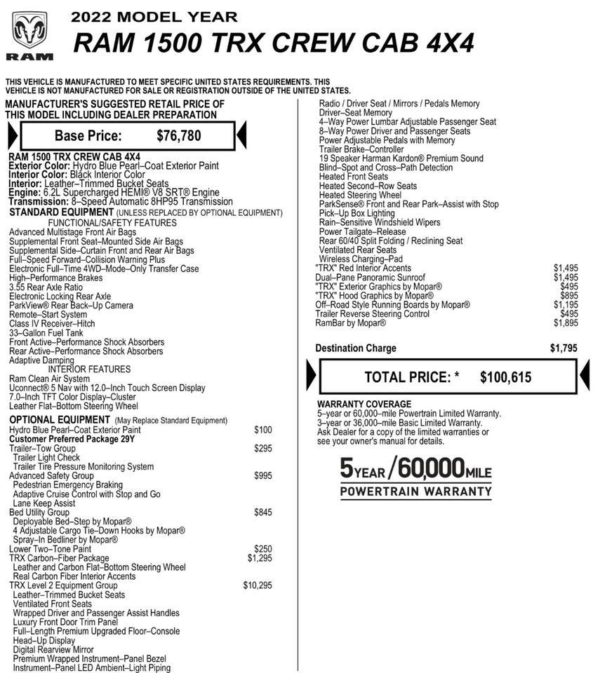 2022 Ram 1500 TRX 4X4 / Level 2 Equipment / Supercharged V8! Lincolnton NC