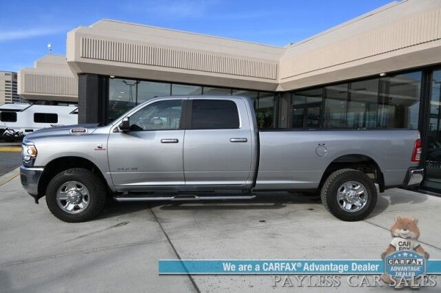 2022 Ram 2500 Big Horn / AWD / Crew Cab / 6.7L I6 Cummins Turbo Diesel / Premium Cloth Seats / Seats 6 / Apple CarPlay & Android Auto / Block Heater / Running Boards / Back Up Cam / Only 36K Miles / Tow Pkg / 1-Owner Anchorage AK