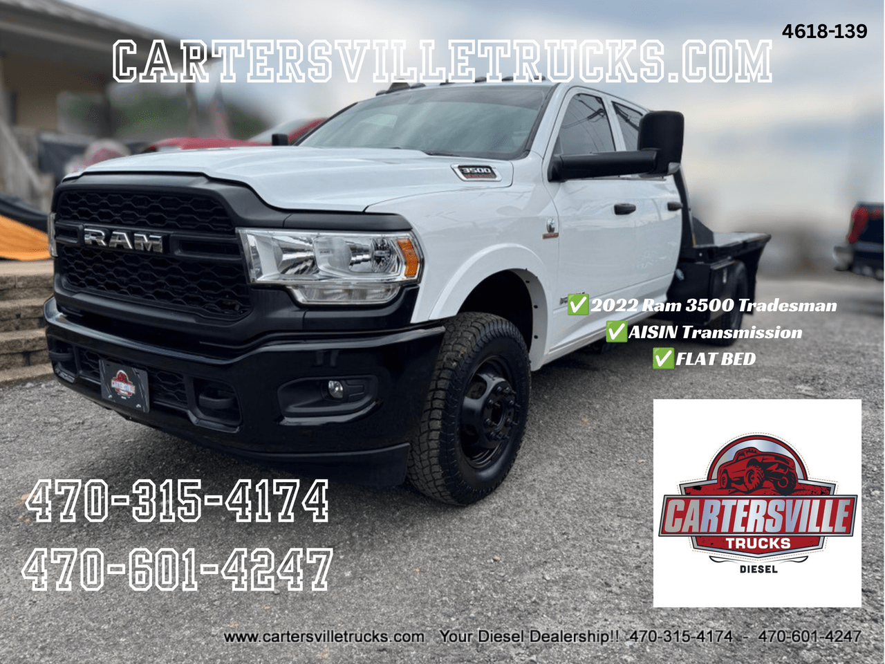 2022 Ram 3500 CAB/Chassis Tradesman 4X4 - FLATBED - DUALLY -