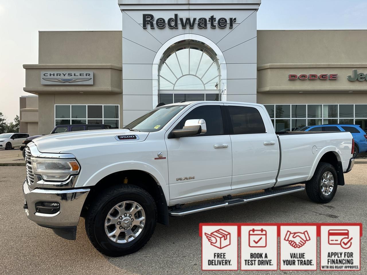 2022 Ram 3500 Laramie Crew Cab 4x4 | Cummins Diesel | Low KMs | Black Leather | Heated Vented Seats | NAV