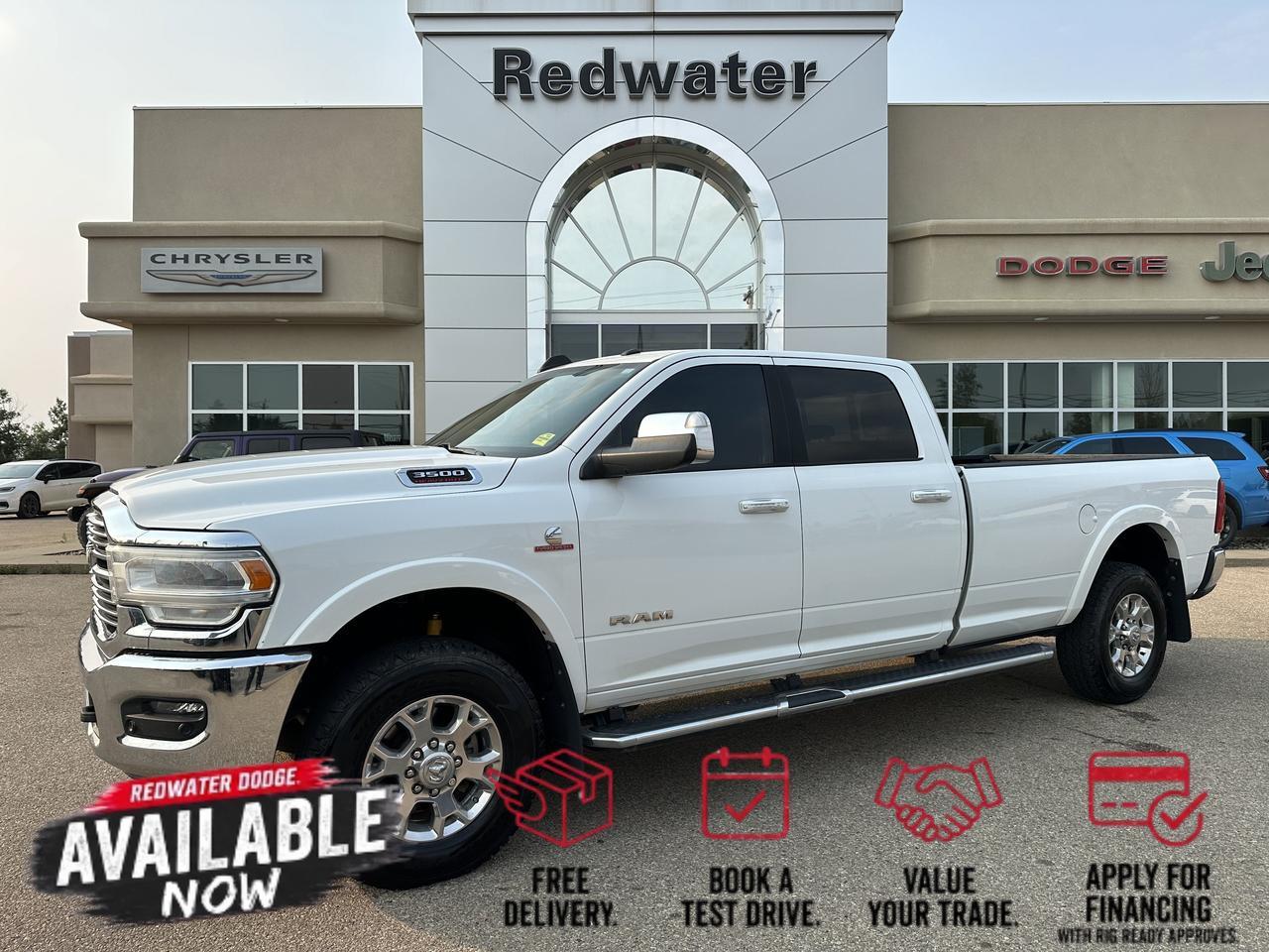 2022 Ram 3500 Laramie Crew Cab 4x4 | Cummins Diesel | Low KMs | Black Leather | Heated Vented Seats | NAV