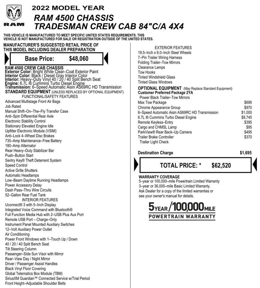 2022 Ram 4500 Tradesman 4X4 / DRW / Landscape Dump Truck / AISIN / Diesel! Lincolnton NC