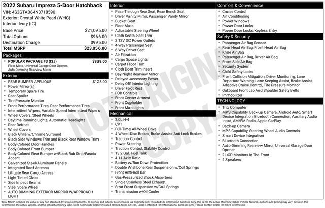 2022 Subaru Impreza Base Raleigh NC