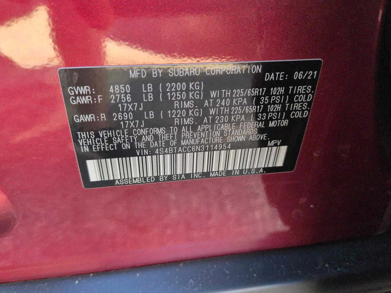 2022 Subaru Outback Premium Appleton WI