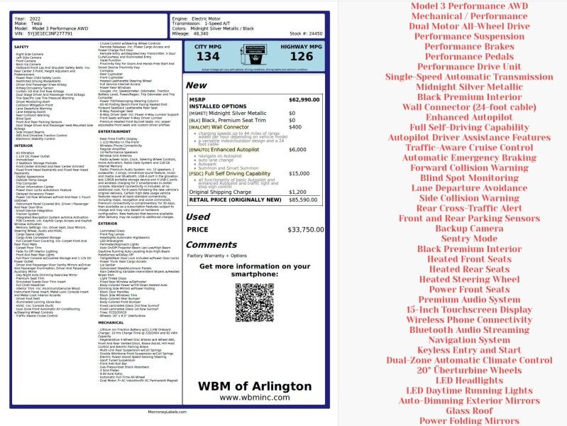2022 Tesla Model 3 Performance AWD