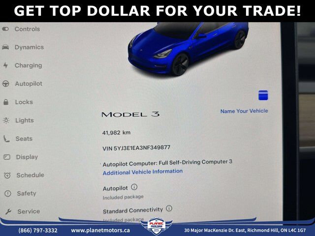 2022 Tesla Model 3 Standard Range Plus RWD *Ltd Avail*ONE OWNER/NO ACCIDENT/SHOWROOM CONDITION Richmond Hill ON