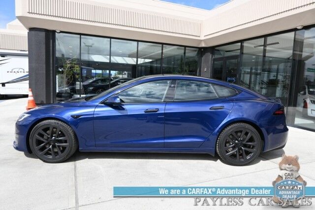 2022 Tesla Model S / AWD / Dual Motor / 670HP / Heated & Cooled Leather Seats / Heated Steering Yoke / Navigation / Adaptive Cruise / Adaptive Air Suspension / Fixed Glass Roof / Bluetooth / Back Up Camera / 380 Mile Range / 1-Owner Anchorage AK