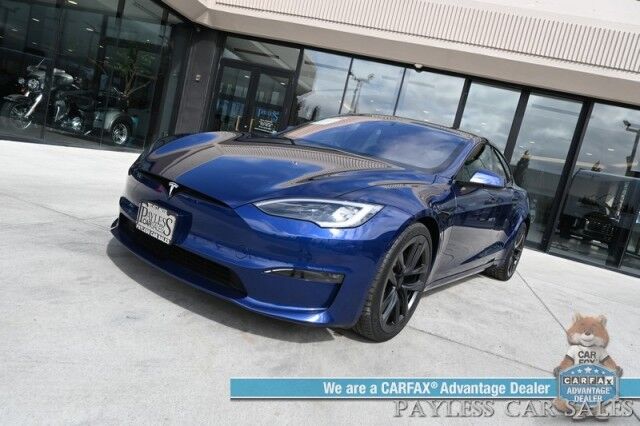 2022 Tesla Model S / AWD / Dual Motor / 670HP / Heated & Cooled Leather Seats / Heated Steering Yoke / Navigation / Adaptive Cruise / Adaptive Air Suspension / Fixed Glass Roof / Bluetooth / Back Up Camera / 380 Mile Range / 1-Owner Anchorage AK