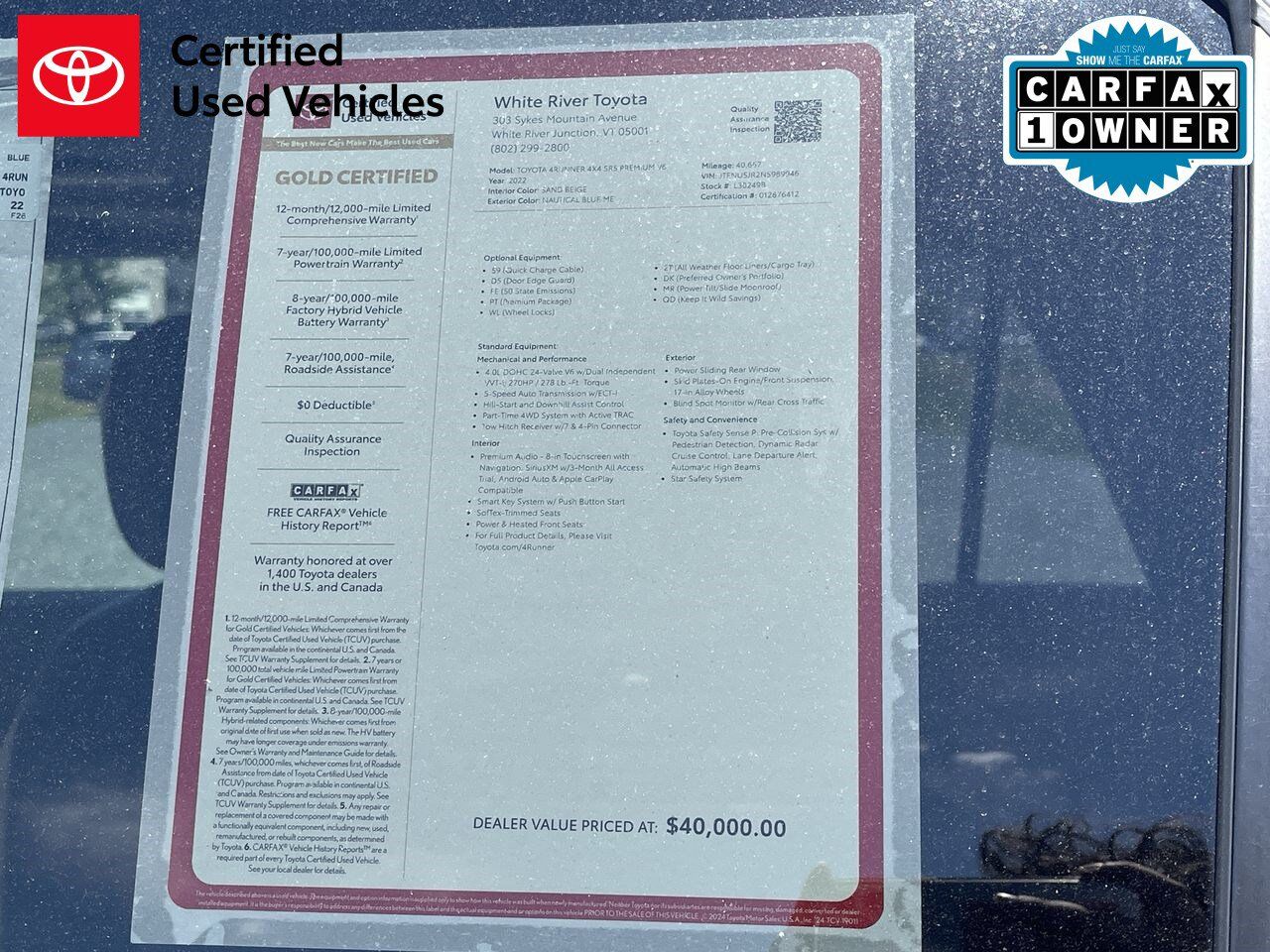 2022 Toyota 4Runner SR5 Premium White River Junction VT