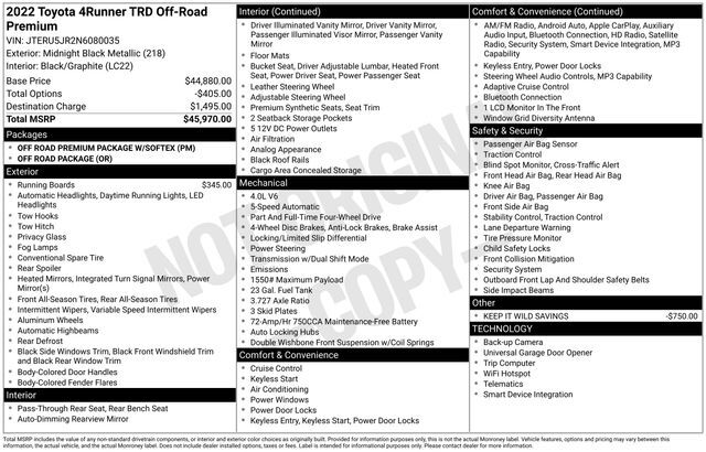2022 Toyota 4Runner TRD Off-Road Premium Raleigh NC