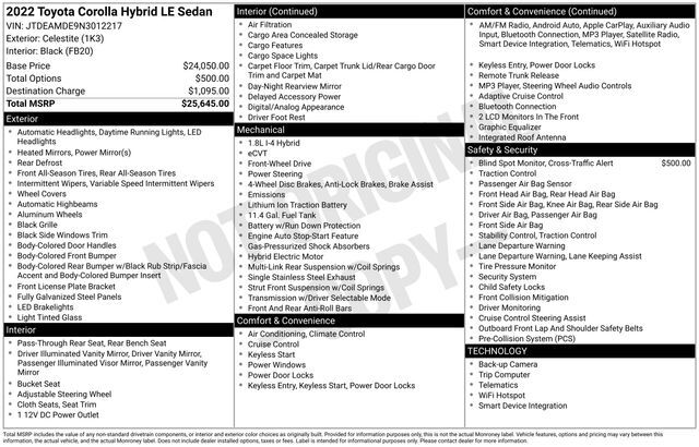 2022 Toyota Corolla Hybrid LE Raleigh NC