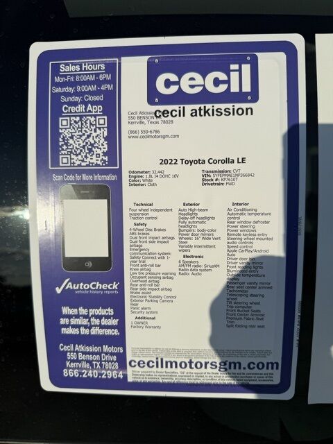 2022 Toyota Corolla LE Kerrville TX