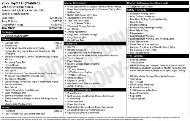 2022 Toyota Highlander L Raleigh NC