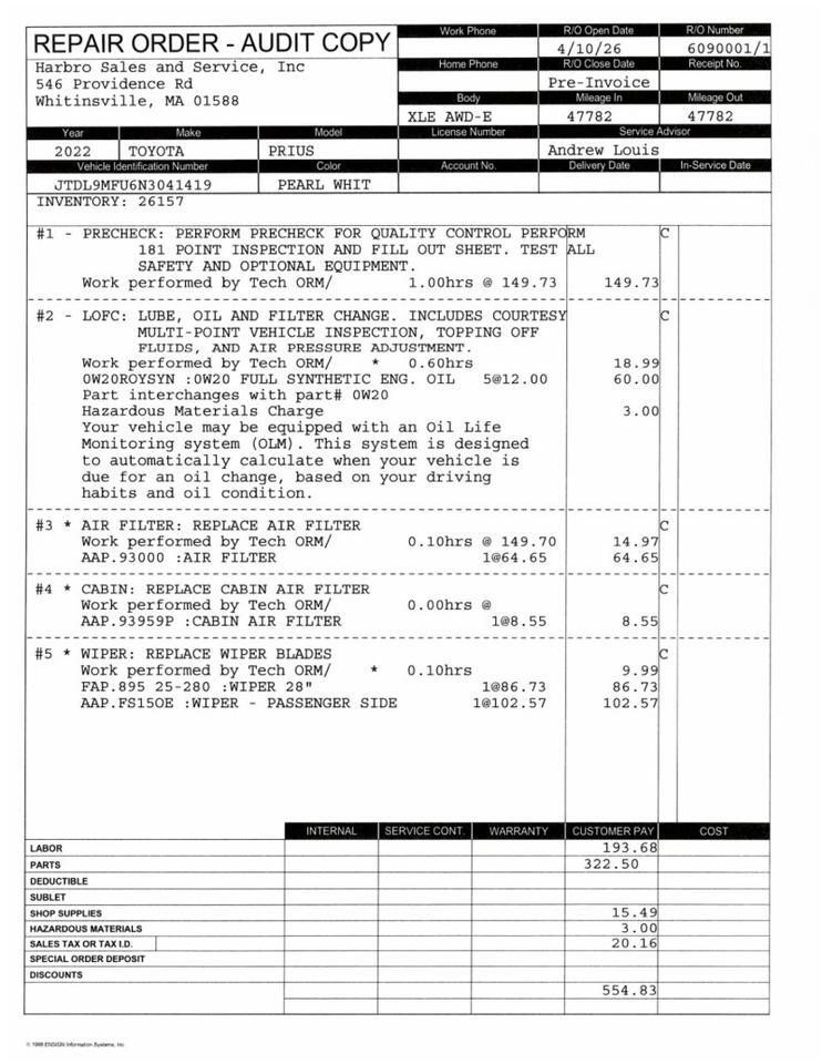 2022 Toyota Prius XLE - 1-OWNER - ADVANCED TECHNOLOGY PACKAGE Webster MA