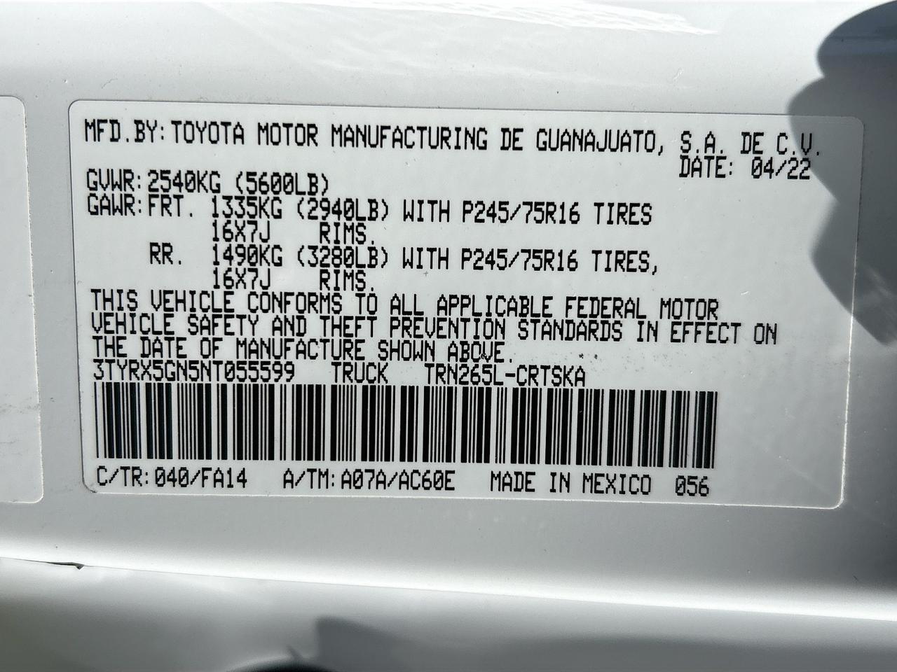 2022 Toyota Tacoma 2WD SR Access Cab 6 Bed I4 AT (Natl) Venice FL