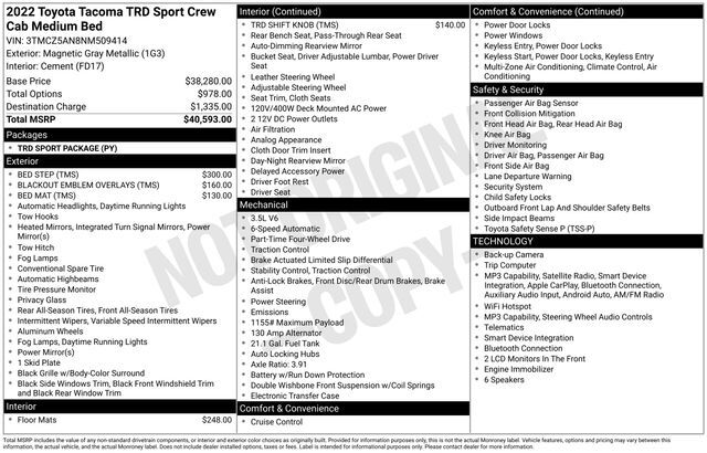 2022 Toyota Tacoma TRD Sport Raleigh NC