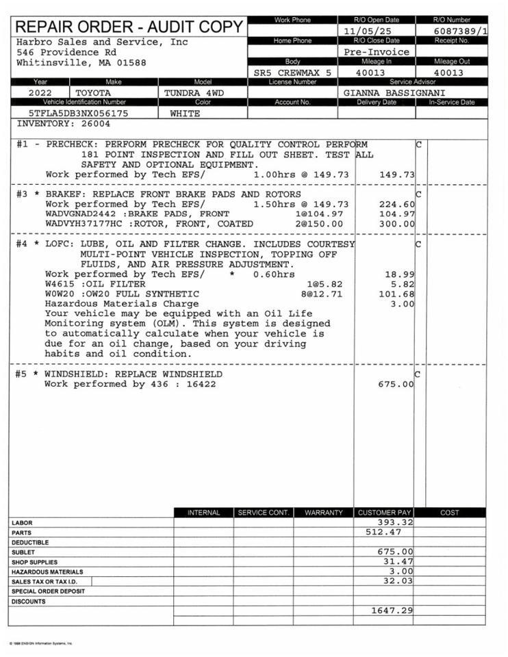 2022 Toyota Tundra 4WD SR5 - TRD SPORT PREMIUM - 1 OWNER Webster MA