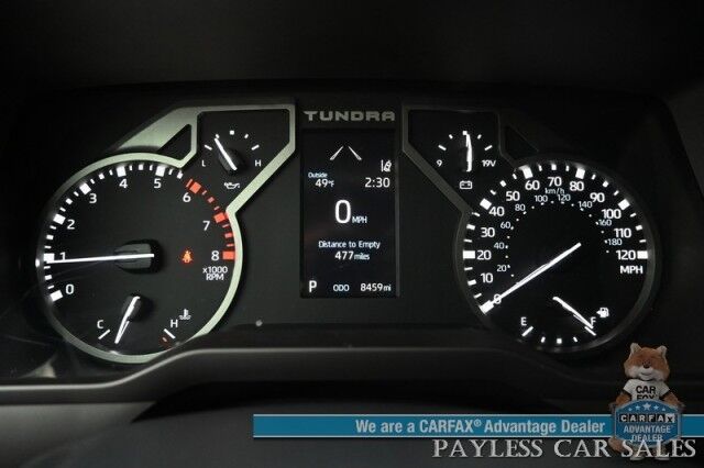 2022 Toyota Tundra 4WD SR5 / Premium & Convenience Pkg / 4X4 / Double Cab / Power & Heated Leather Seats / Heated Steering / Adaptive Cruise / Lane Depart & Blind Spot / Apple CarPlay & Android Auto / Bed Liner / Tow Pkg / 1-Owner Anchorage AK