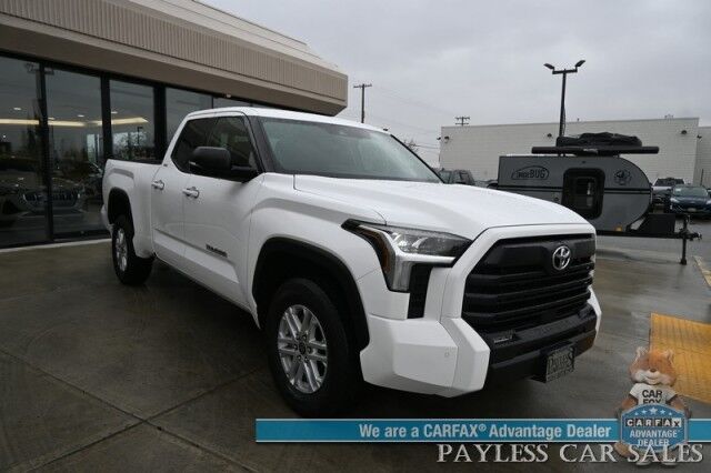 2022 Toyota Tundra 4WD SR5 / Premium & Convenience Pkg / 4X4 / Double Cab / Power & Heated Leather Seats / Heated Steering / Adaptive Cruise / Lane Depart & Blind Spot / Apple CarPlay & Android Auto / Bed Liner / Tow Pkg / 1-Owner Anchorage AK