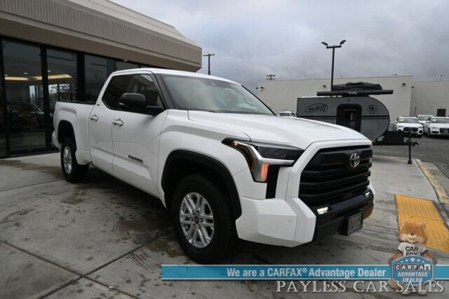 2022 Toyota Tundra SR5 / 4X4 / Double Cab / Power & Heated Leather Seats / Adaptive Cruise Control / Lane Departure & Blind Spot Alert / Apple CarPlay & Android Auto / Back Up Camera / Bed Liner / Tow Pkg / Only 12k Miles / 1-Owner Anchorage AK