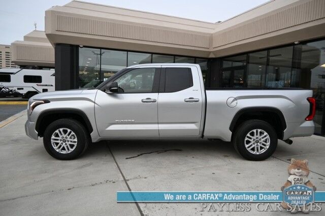 2022 Toyota Tundra SR5 / 4X4 / Double Cab / Power & Heated Leather Seats / Adaptive Cruise Control / Lane Departure & Blind Spot Alert / Apple CarPlay & Android Auto / Back Up Camera / Bed Liner / Tow Pkg / Only 3k Miles / 1-Owner Anchorage AK