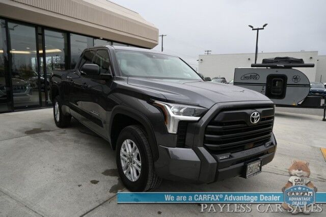 2022 Toyota Tundra SR5 Double Cab / 4X4 / Auto Start / Premium & Convenience Pkg / Power & Heated Leather Seats / Adaptive Cruise / Lane Depart & Blind Spot / Apple CarPlay & Android Auto / Back Up Cam / Bed Liner / Tow Pkg / 1-Owner Anchorage AK