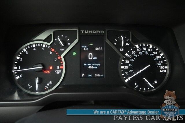 2022 Toyota Tundra SR5 Double Cab / 4X4 / Premium & Convenience Pkg / Power & Heated Leather Seats / Adaptive Cruise / Lane Departure & Blind Spot / Apple CarPlay & Android Auto / Back Up Camera / Bed Liner / Tow Pkg / 1-Owner Anchorage AK 2022 Toyota Tundra SR5 Double Cab / 4X4 / Premium & Convenience Pkg / Power & Heated Leather Seats / Adaptive Cruise / Lane Departure & Blind Spot / Apple CarPlay & Android Auto / Back Up Camera / Bed Liner / Tow Pkg / 1-Owner Anchorage AK