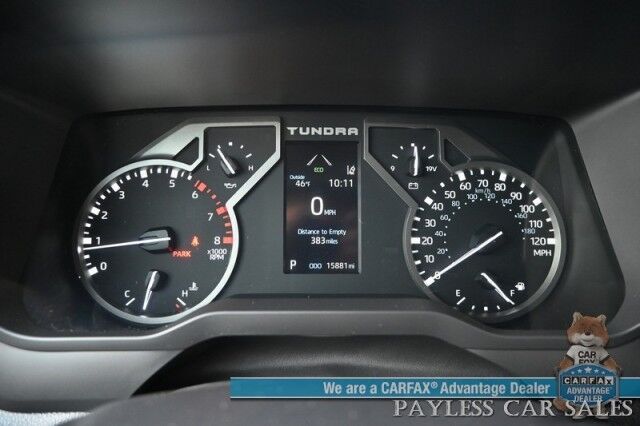 2022 Toyota Tundra SR5 Double Cab / 4X4 / Premium & Convenience Pkg / Power & Heated Leather Seats / Adaptive Cruise / Lane Departure & Blind Spot / Apple CarPlay & Android Auto / Back Up Camera / Bed Liner / Tow Pkg / 1-Owner Anchorage AK
