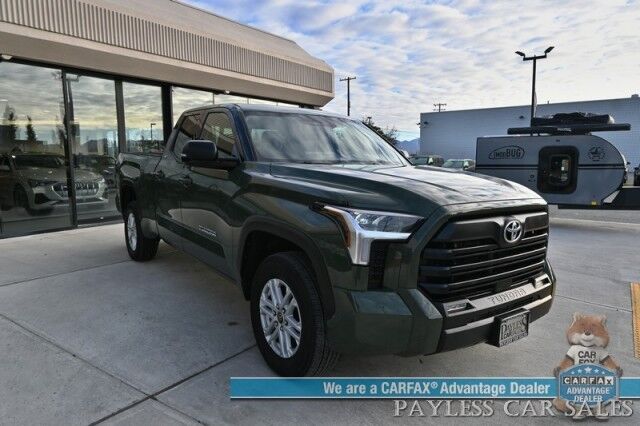 2022 Toyota Tundra SR5 Double Cab / 4X4 / Premium & Convenience Pkg / Power & Heated Leather Seats / Adaptive Cruise / Lane Departure & Blind Spot / Apple CarPlay & Android Auto / Back Up Camera / Bed Liner / Tow Pkg / 1-Owner Anchorage AK