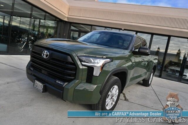 2022 Toyota Tundra SR5 Double Cab / 4X4 / Premium & Convenience Pkg / Power & Heated Leather Seats / Adaptive Cruise / Lane Departure & Blind Spot / Apple CarPlay & Android Auto / Back Up Camera / Bed Liner / Tow Pkg / 1-Owner Anchorage AK