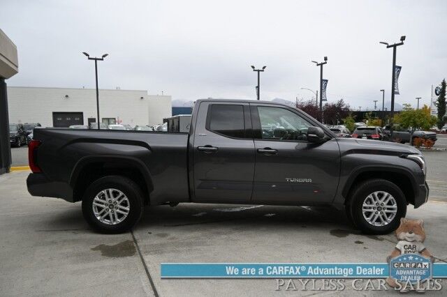 2022 Toyota Tundra SR5 Double Cab / 4X4 / Premium & Convenience Pkg / Power & Heated Leather Seats / Adaptive Cruise / Lane Departure & Blind Spot / Apple CarPlay & Android Auto / Back Up Camera / Bed Liner / Tow Pkg / 1-Owner Anchorage AK