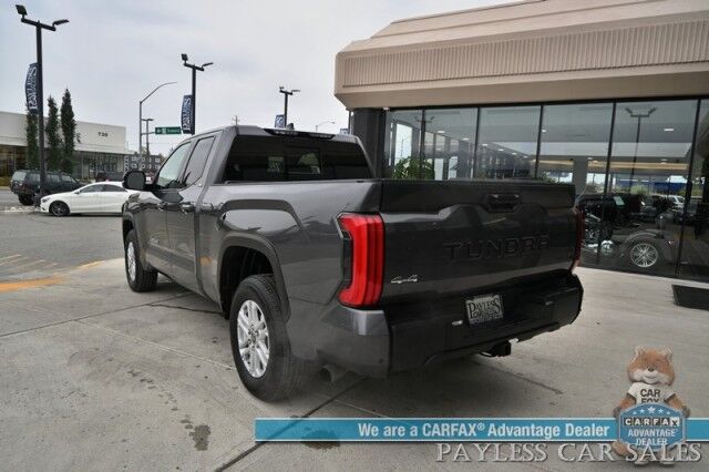 2022 Toyota Tundra SR5 / Premium & Convenience Pkg / 4X4 / Double Cab / Power & Heated Leather Seats / Heated Steering / Adaptive Cruise / Lane Depart & Blind Spot / Apple CarPlay & Android Auto / Bed Liner / Tow Pkg / 1-Owner Anchorage AK