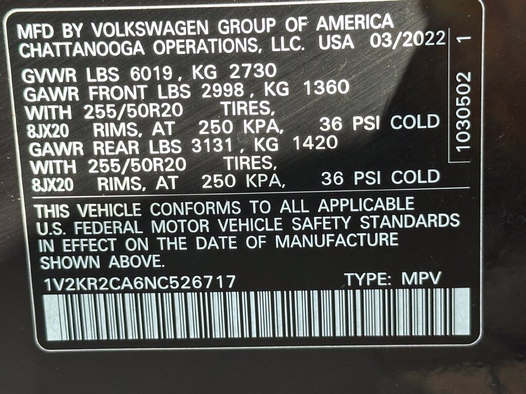 2022 Volkswagen Atlas 3.6L V6 SE w/Technology San Clemente CA