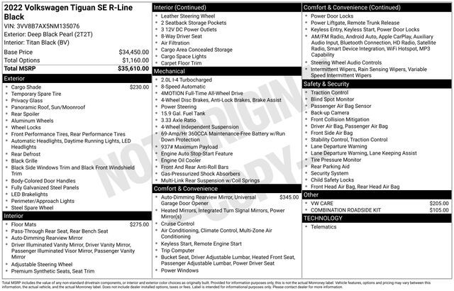 2022 Volkswagen Tiguan 2.0T SE R-Line Black Raleigh NC