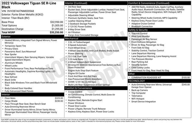2022 Volkswagen Tiguan 2.0T SE R-Line Black Raleigh NC