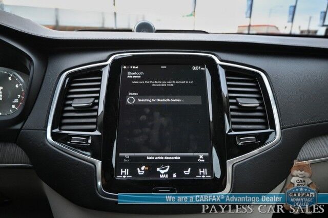 2022 Volvo XC90 Inscription / AWD / Lounge, Climate & Advanced Pkg / Heated & Cooled Leather Seats / Heated Steering / NAV / Sunroof / Bowers & Wilkins Speakers / Air Suspension / Adaptive Cruise / HUD / Back Up Cam / 3rd Row / Seats 6 / Tow Pkg Anchorage AK